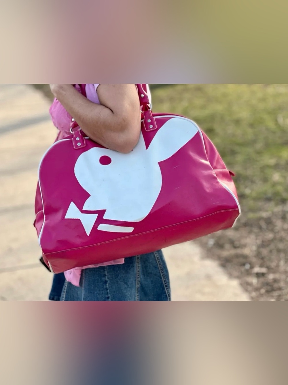 Vintage y2k playboy Duffle Bag or large bag HOT PINK
